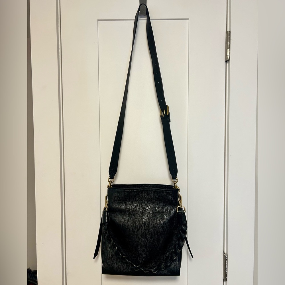 Chic Black Crossbody Bag with Braided Detail